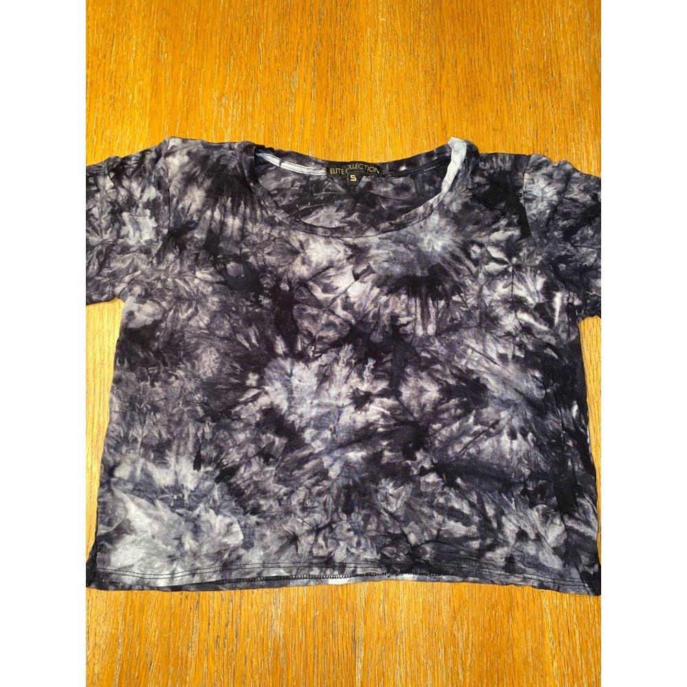 Elite Collection Tie Dye black/Grey Crop Top-S